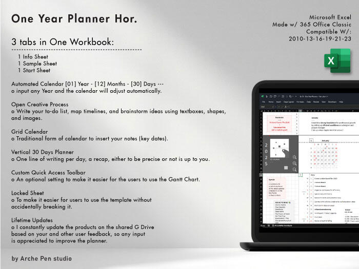 One Year Planner Hor.