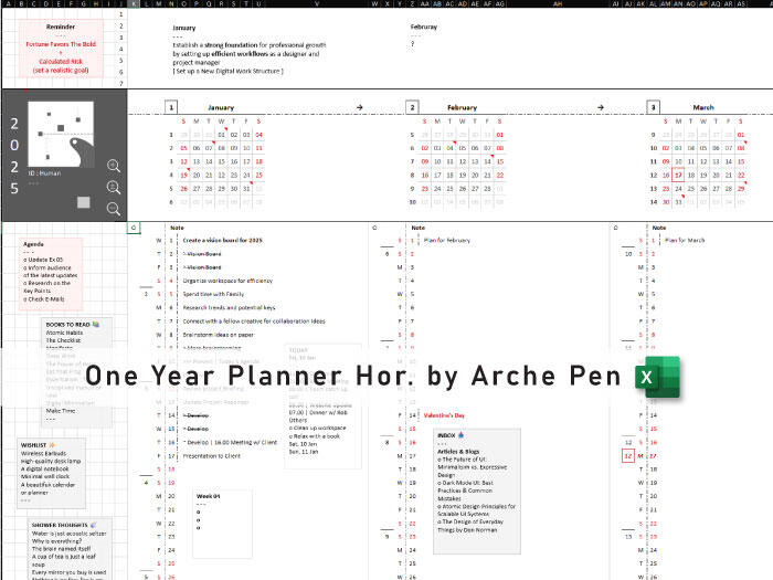 One Year Planner Hor.