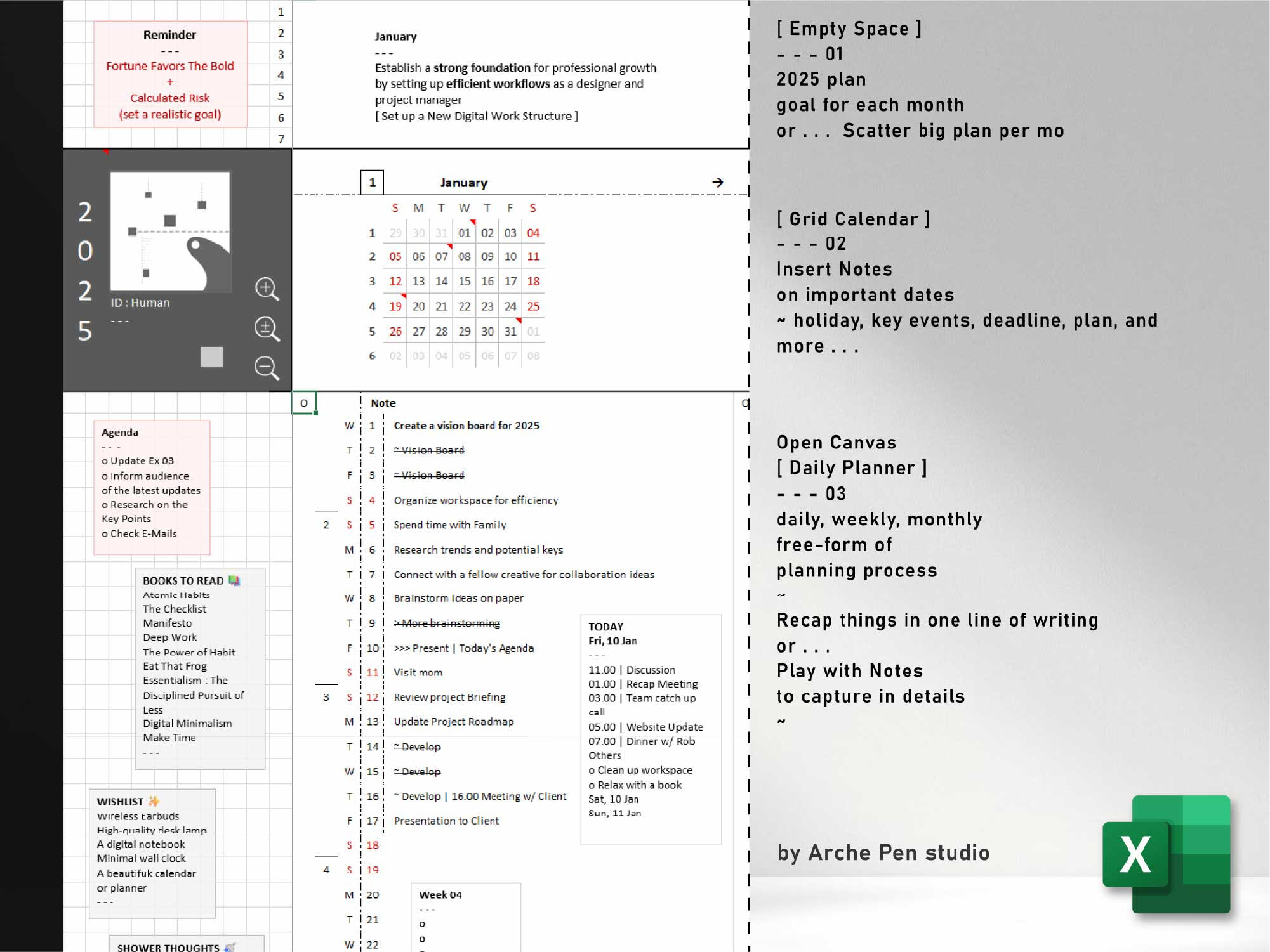 One Year Planner Hor.